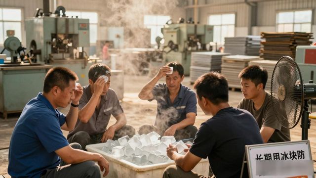 车间高温不用愁 吴江防暑降温冰块成了工人的救命凉方